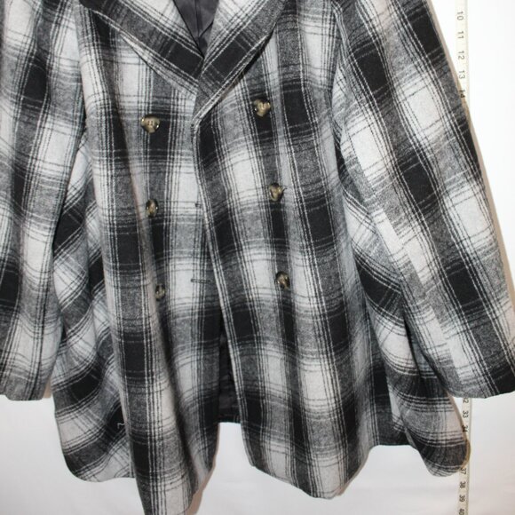 Lane Bryant Double-Breasted Faux-Wool black and gray lined coat 20 - worn once - Picture 3 of 8